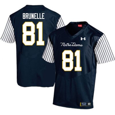 Notre Dame Fighting Irish Men's Jay Brunelle #81 Navy Under Armour Alternate Authentic Stitched College NCAA Football Jersey MMV2899EC